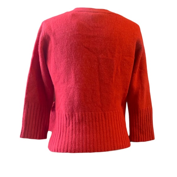 bcbgmaxazria Wrap Sweater Lambswool, Angora and Nylon Red Sz L NWT - Picture 2 of 7